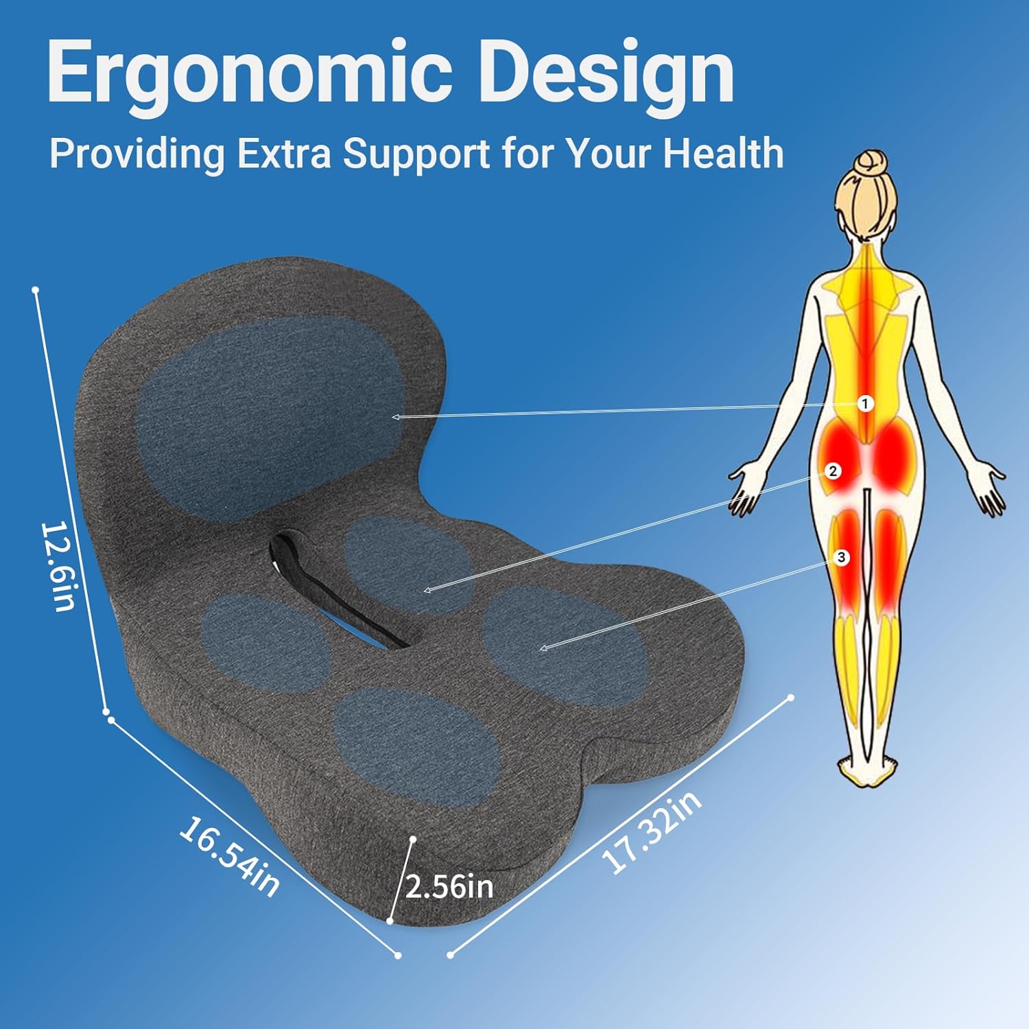 Pressure Relief Seat Cushion with Lumbar Support