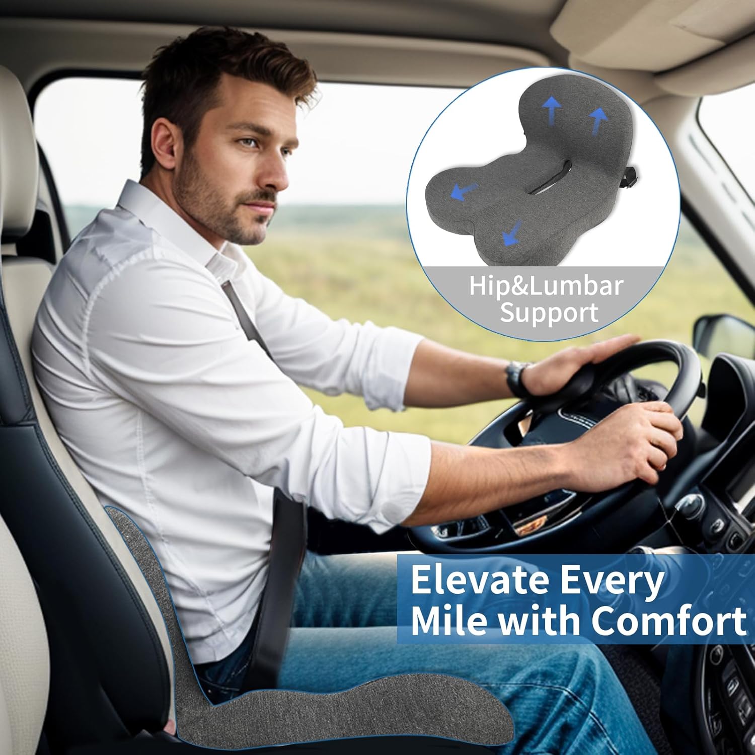 Pressure Relief Seat Cushion with Lumbar Support